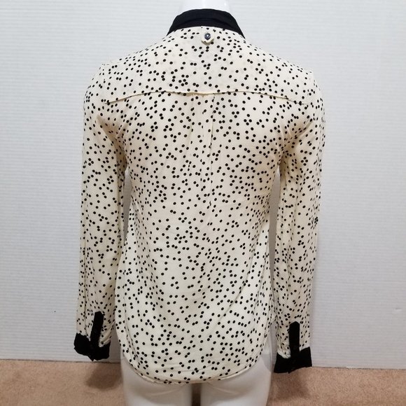 Maeve top 0 Bagatelle Button Down polka dot print long sleeve Anthropologie - Picture 3 of 16